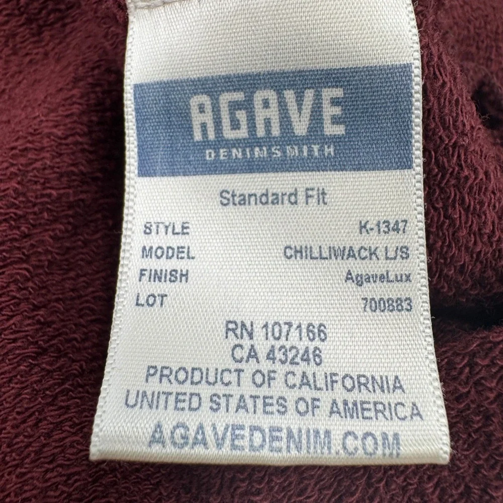 Agave American Made Mens XL Quarter Zip Pullover Burgundy Blue Stitching‎
